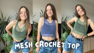 👚 MESH CROCHET CROP TOP  beginner friendly tutorial [upl. by Taran]