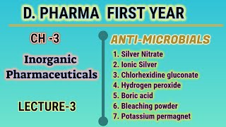 Antimicrobialsinorganic pharmaceuticalsCH3L3Pharmaceutical chemistryDPharmafirst year [upl. by Seravart]