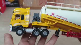 Diecast 150 Alloy Model Car Truck Acoustooptic Concrete Pump Truck Adult Metal Tanker Ornaments [upl. by Vaenfila]