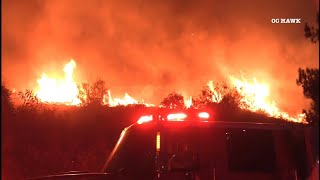 Blue Ridge Fire night shots in Yorba Linda [upl. by Enialedam]