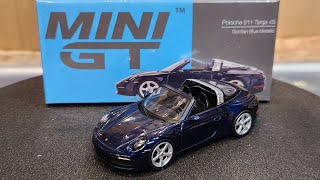 MINI GT 164 Porsche 911 Targa 4S Gentian Blue Metallic MGT00412 [upl. by Hannahs]