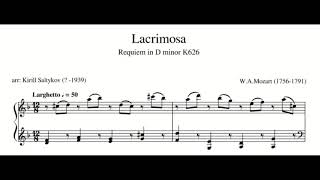 WA Mozart  Lacrimosa Saltykov Piano Sheet music [upl. by Pascal]