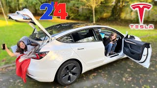 24H CHALLENGE DANS LA TESLA MODEL 3 [upl. by Nadya]