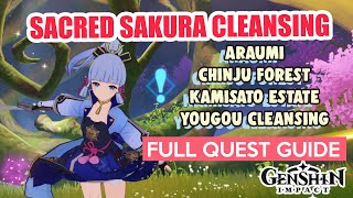 Sacred Sakura Cleansing Ritual Araumi Chinju Forest Kamisato FULL QUEST GUIDE  Genshin Impact [upl. by Ardehs]