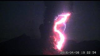 4082016  Intense Volcanic Lightning in South Japan at Sakurajima Volcano [upl. by Berner]