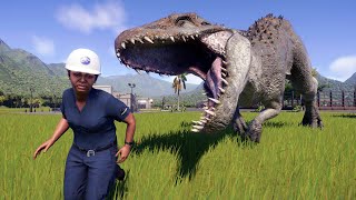 Jurassic World Evolution  Indominus Rex Vs Tyrannosaurus Rex  Unfinished Fight  AllDinosaurs [upl. by Assiram]