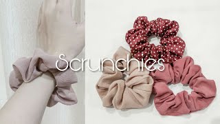 Sewing Vlog Ikat Rambut dari Kain Perca  Scrunchies [upl. by Amary116]