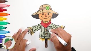 How To Draw A Scarecrow  Thanksgiving Tutorial [upl. by Llednar323]