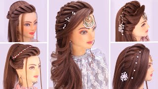 5 wedding hairstyles kashees l open hairstyle for wedding l front variation l Hair style girl [upl. by Preston]