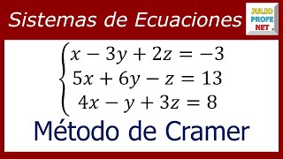 Sistemas de ecuaciones lineales 3×3 por método de Cramer [upl. by Eesdnil]