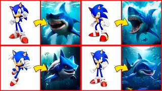 SONIC THE HEDGEHOG ALL CHARACTERS AS SHARKS  COMPILATION [upl. by Wallinga111]