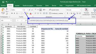 Formula para crear un rango dinamico en Excel [upl. by Gemperle]