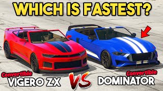 GTA 5 ONLINE  VIGERO ZX CONVERTIBLE VS DOMINATOR GT WHICH IS FASTEST [upl. by Annia867]