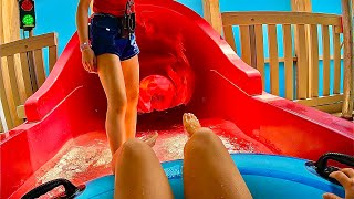 Pink Tube Water Slide at Kartrite Indoor Waterpark USA [upl. by Rafaelita]