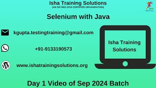 Selenium with Java Day 1 Video On 19th Sept 2024Call or WhatsApp us on 918019952427 to Enroll [upl. by Doe946]