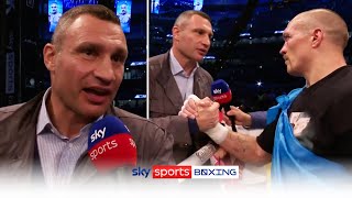 Vitali Klitschko embraces Oleksandr Usyk after his victory over Anthony Joshua [upl. by Alat]