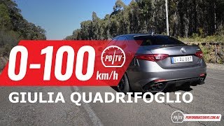 2018 Alfa Romeo Giulia Quadrifoglio 0100kmh amp engine sound [upl. by Nogam]