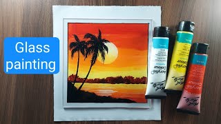 Glass painting sunset drawing  tutorial shorts [upl. by Parsifal]