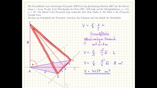 Volumen und Oberfläche einer Pyramide berechnen  Schritte für Schritt [upl. by Arman]