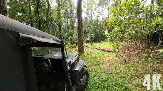 POV Off Road  36 year Old Mahindra Jeep  Clearing Obstacles on the Way  4K  ASMR  Rubber Plants [upl. by Aizan]