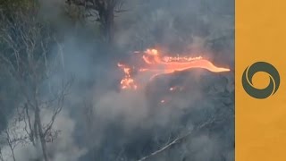 Aerial View Of Lava Flow Near Pahoa Hawaii [upl. by Elbas294]