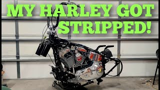 Project bike 2005 Harley Fatboy rebuild making a custom bike in my garage part 2 [upl. by Hosfmann895]