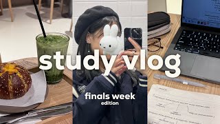 study vlog finals week pt 1 🏸 9PM library nights cafe study sessions  many flashcards [upl. by Adnahsor]