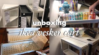 unboxing ikea vesken cart  assembling  organizing 🤍 [upl. by Sucramd326]