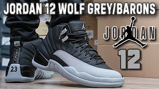 Air Jordan 12 Retro Wolf Grey Barons Sneaker Review amp On Feet [upl. by Ivonne]