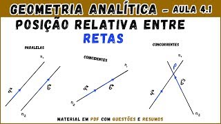 Geometria Analítica Plana Posição Relativa entre Retas Usando a Paramétrica  Aula 41 [upl. by Velasco164]