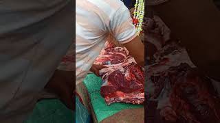 BUFFALO MEAT CUTTING IN ROAD SIDE MEAT MARKET [upl. by Eeryn]