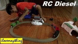 Playing his Remote Control Train  RC Diesel Thomas Trackmaster [upl. by Clary]