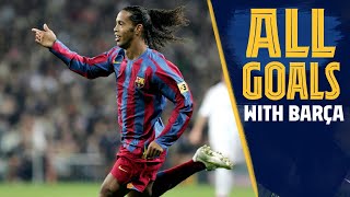 ALL THE GOALS Every Ronaldinho strike for Barça [upl. by Lahcear264]