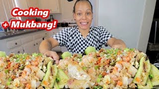 COOKING SHRIMP FRIED RICE  SEAFOOD MUKBANG [upl. by Cynarra]