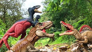 SPINOSAURUS vs ALLOSAURUS vs TREX  The Battle to Protect the Family  Jurassic World [upl. by Korie]