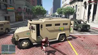 Grand Theft Auto V Pillbox Hill Drive by Shootout  Ten Star Escape [upl. by Justicz760]