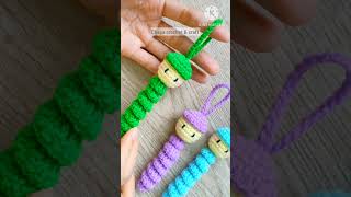 💙Crochet Worry Worm Keychain Free pattern Tutorial on YouTube step by step crochet shorts [upl. by Zweig]