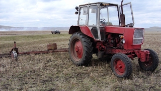 Tractor UMZ6kl harrowing of perennial grasses  Трактор ЮМЗ6КЛ на бороновании многолетних трав [upl. by Emelen879]