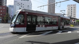 熊本市交通局 熊本駅前にて A系統 超低床電車 他 20174 [upl. by Enialedam]