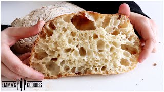 4 Ingredient NOKnead Ciabatta Bread Recipe  The EASIEST Way to make Ciabatta [upl. by Cristine]