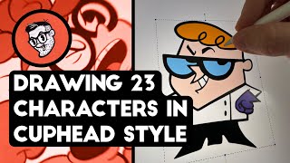 Drawing 23 Classic Cartoon Network characters in the 1930s rubberhose cartoon Cuphead art style [upl. by Adnael]