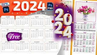 New Year 2024 Calendar PSD Template Design [upl. by Eninnaej452]