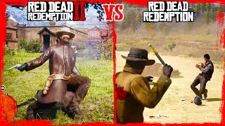 RDR2 vs RDR1 EUPHORIA Ragdoll Physics Comparison Throwing Knives Reactions 🤠🤠🤠 [upl. by Hnil]