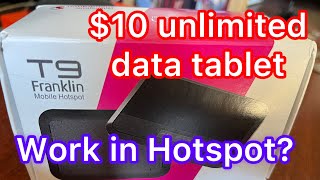 T9 Franklin Tmobile Hotspot will it work with 10 unlimited data tablet line [upl. by Zanahs]