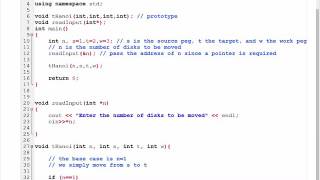 Towers of Hanoi using recursion and pointers [upl. by Ramsay]