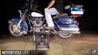 Motorcycle Jack Lift Pneumatic Foot Pump Operation [upl. by Anelav]