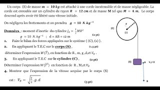 exercice corrigé  travail et énergie cinétique dans le cas dun solide en rotation [upl. by Relyuhcs]