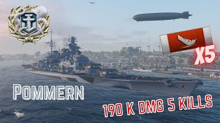 World Of Warships Replay ไทย  Pommern 5 Kills 190 Dmg บู๊ให้แหลก แหกให้สุด แล้วหยุดที่ Kraken แตก [upl. by Ahsirat]