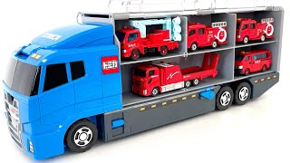 はたらくくるまトミカお片付けコンボイ消防車パトカーが！Working Vehicle Tomica Cleanup Convoy Fire Truck Ambulance Police Car [upl. by Amathiste]