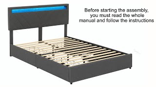 How to assemble a Led Bed Frame with Storage Drawers [upl. by Walsh]